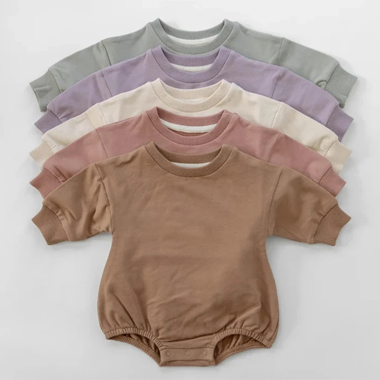 Organic Cotton Baby Sweatshirt Romper Wholesale Baby Bubble Bodysuit