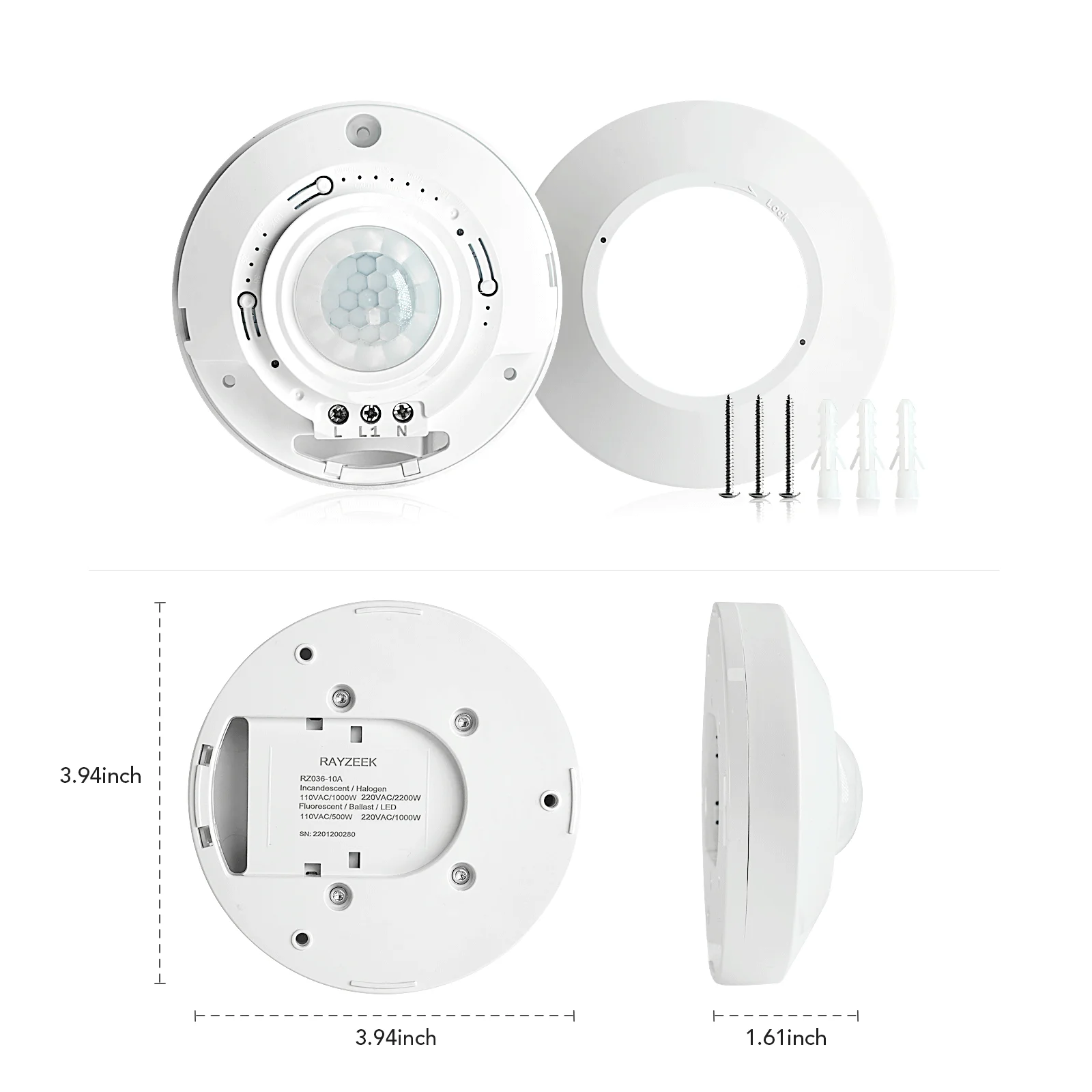 Ceiling Motion Sensor Rayzeek Human Infrared Occupancy Light Switch Pir Ceiling Motion Sensor