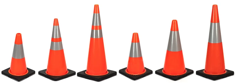 product waterproof 30cm pvc traffic cone reflective flexible barricade  safety orange cones with black base-3
