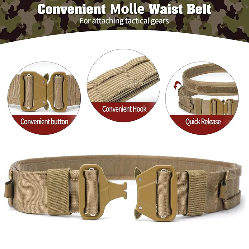 High Density Material Adjustable Outdoor Multifunctional Pockets Quick Release Tactical Heavy Duty Sport Enthusiasts Belt