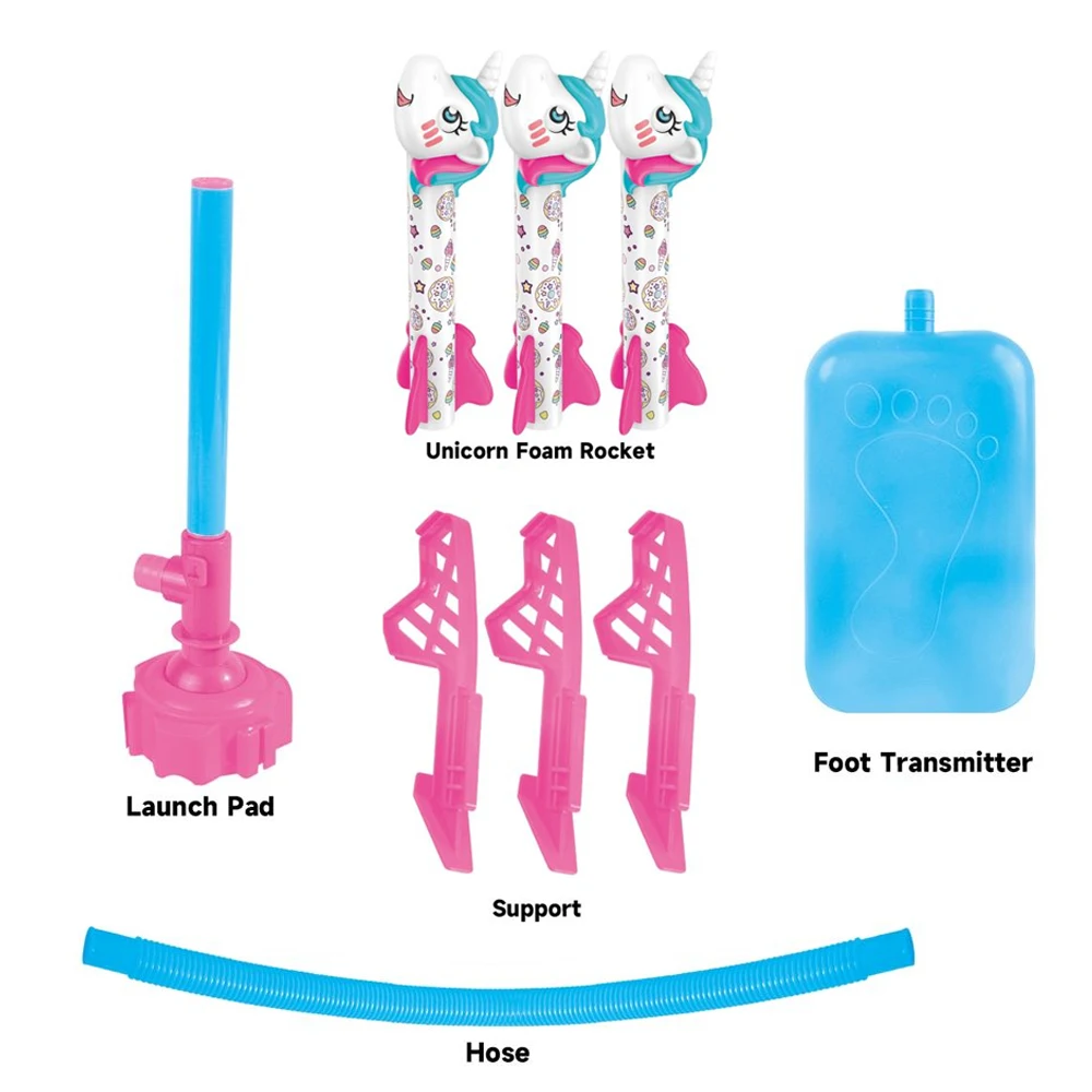 Unicorn Stomp Rocket Launcher Toy - Flies Up To 100 Ft, Includes 3 Rockets & Launch Pad, For Kids Ages 3-12