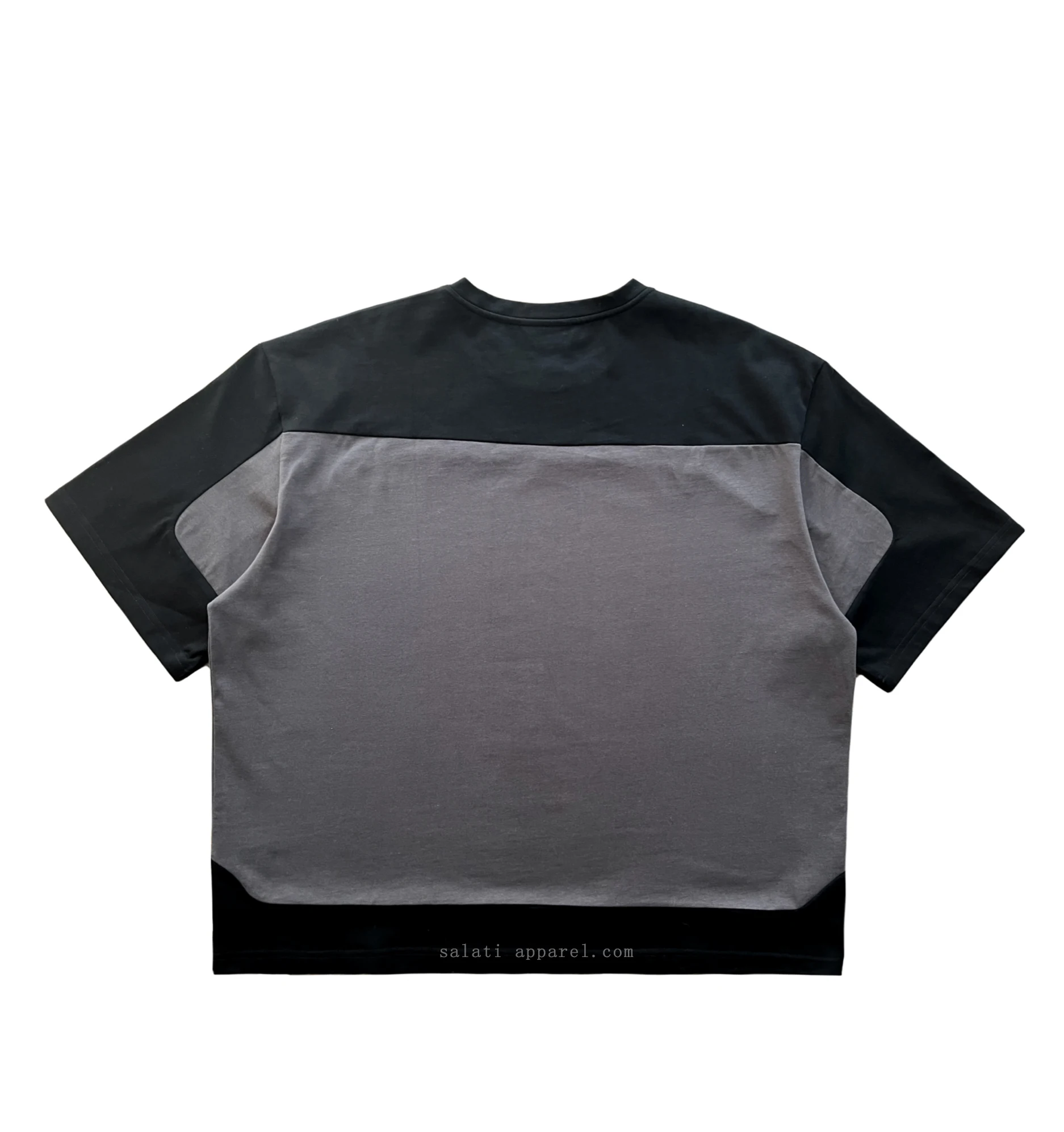 Custom High Quality Two Tone Shirt Round Neck Drop Shoulder T-shirts Oversized 230 GSM 100% Cotton Cropped Tee Plain T Shirt Men gallery 3