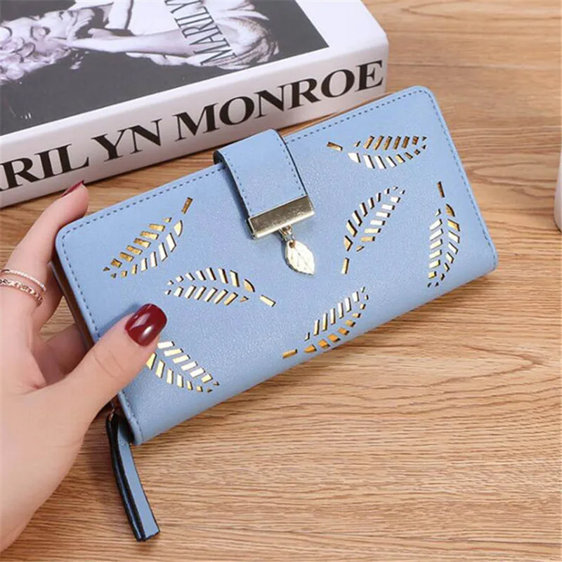 Leaves Small Wallet Women Hasp Zipper Purse Soft Pu Leather Ladies