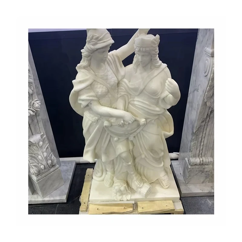 Hot Sale Customized Hand Carved White Marble Western Sculpture for Outdoor Decoration