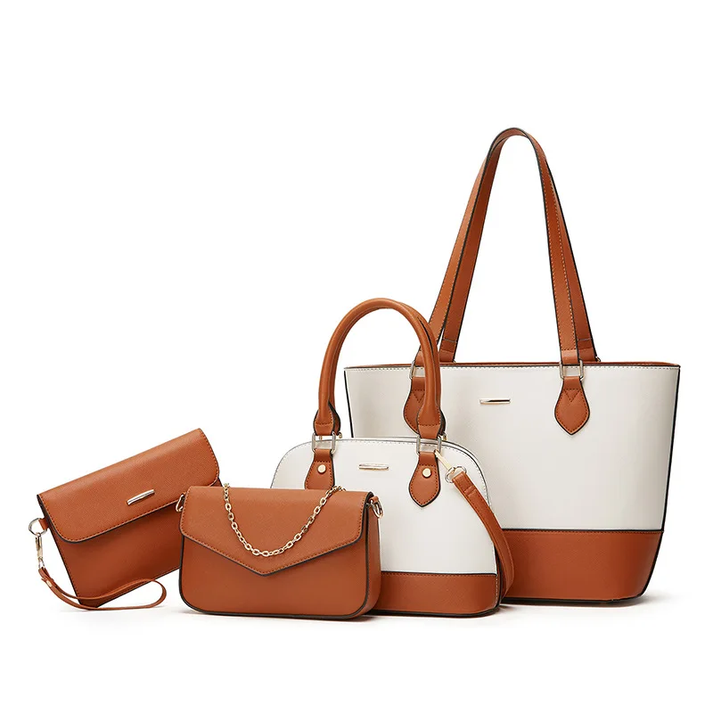 Solid Pu Leather In Tote Handbag Set For Women Water