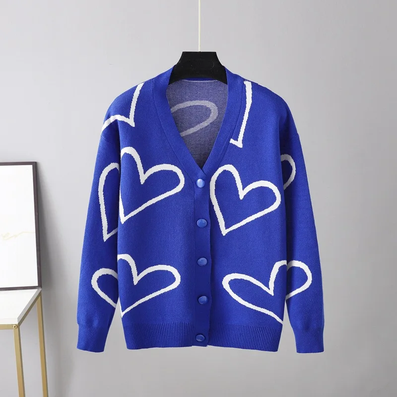 Casual Trending Y2k Short Cardigans 2023 Sping Fall Femme Cute Heart Sweater for Women