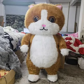 Party Halloween Furry Inflatable Cat Costume Mascot Plush Mascotte Animal Costumes For Adults Cosplay Suit