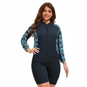 Women's 3-Piece Bikini Set Breathable Spandex/Nylon Knitted Crop Top Crew Neck Solid Pattern Front Large Size Sports Swimsuit