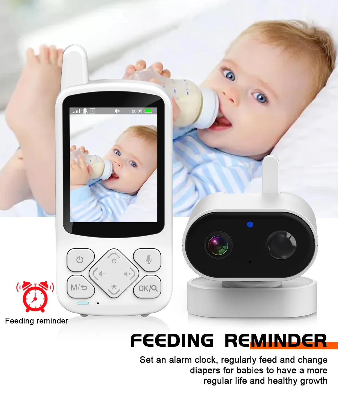 720P 2.8Inch Screen 2.4G Wireless Babyphone Camera 2000mah Temperature Detection Two Way Talk Smart Video And Audio Baby Monitor