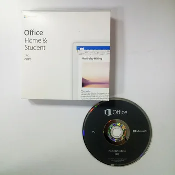 Boîte 2019 de vente au détail de paquet complet du bureau HS avec la maison du MS Office 2019 de DVD et la clé d'étudiant pour le PC