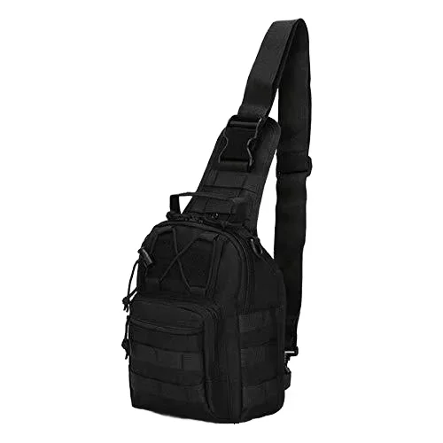 Unisex Tactical Sling Daypack Small Backpack Outdoor Camping Bug out Bag with Shoulder and Chest Straps for Men and Women