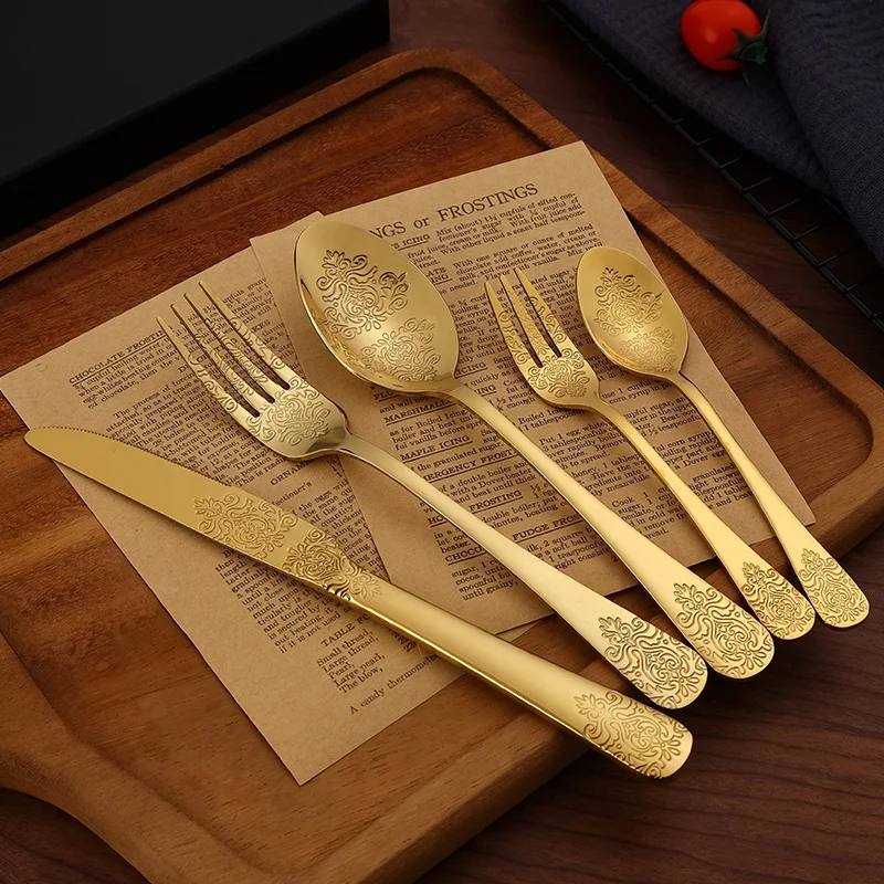 ZAR* Home Products 5Pcs Luxury Gold Silverware Set - Stainless