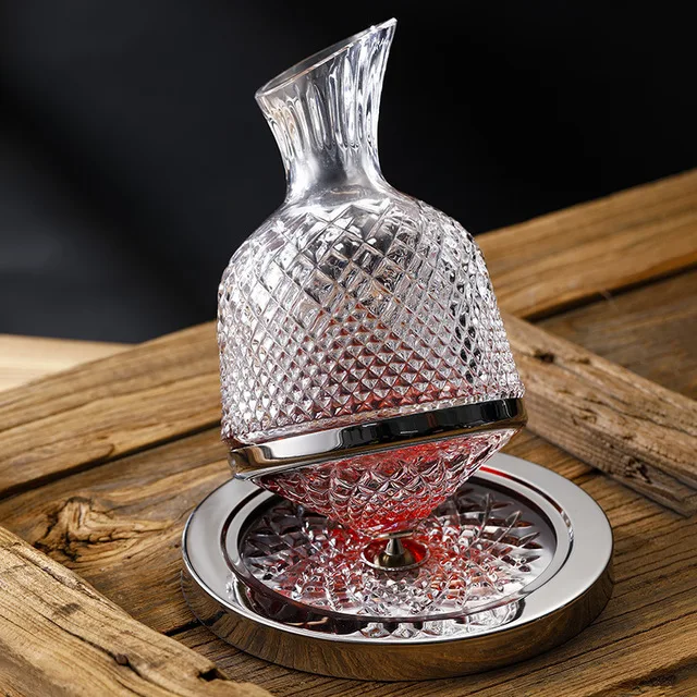 2021 hot sale luxury rotatable red wine glass decanter