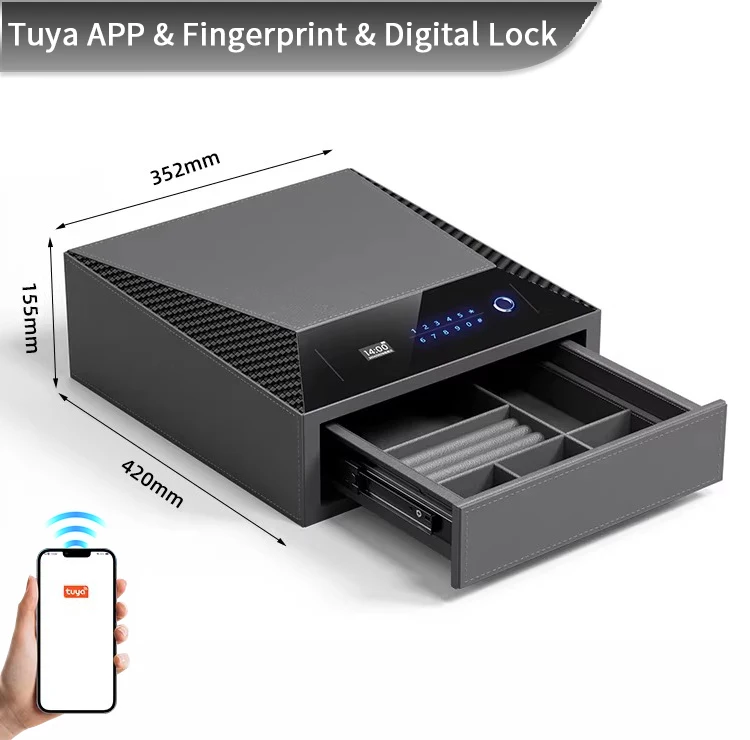 f2 1a ceqsafe smart premium jewelry box with fingerprint drawer electronic digital lock bedroom wardrobe safe-4