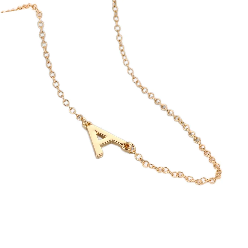 Sideways Initial Necklace 18k Gold Plated Stainless Steel