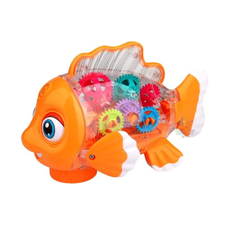 Universal Running Battery Concept Gear Fish Car Children Electric Music Flashing Light Kids Transparent Gear Toy Car