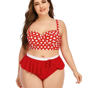 2026 Sexy Polka Dot Swimwear Women Retro Boho Flounce Falbala High Waist Bikini Set Brazilian Bather Bathing Suit Swim XXXL