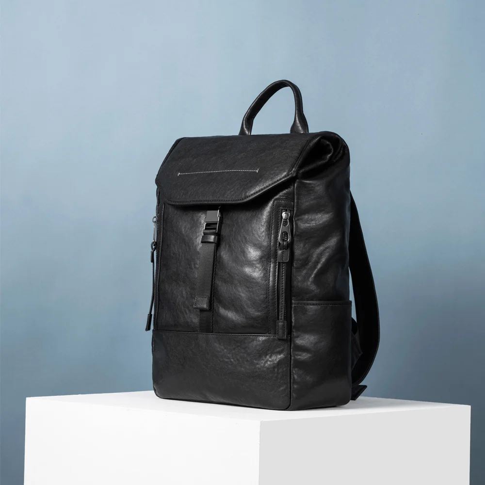 Luxury Stylish Black Color Business Travel Computer Leather Mens Laptop