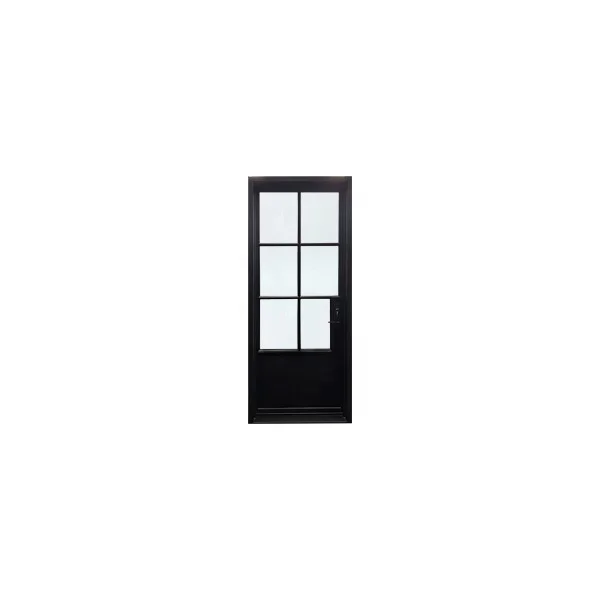 Customized Modern Luxury SY Entry Door Forged Glass Steel with Pivot Opening Matt Black Swing French Style Villa Interior Use