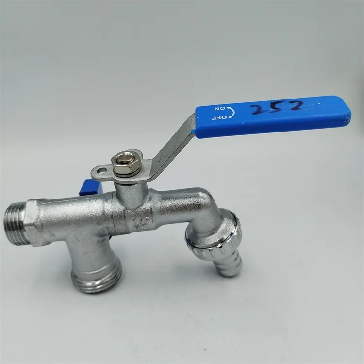 Two Handle Two Inlet Way Bib Cock Hose Water Tap Washing Machine Forged Brass Bibcock Water Tap