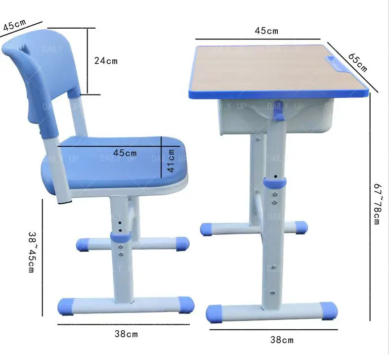 Adjustable Ergonomic Student School Desk And Chair Set Comfortable Single Seat College Primary School Desk And Chair
