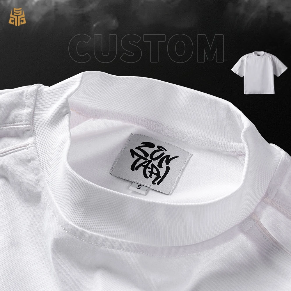 Oversized Heavyweight Boxyfit 300gsm 100%cotton Tshirts for Men Embroidery Patch Drop Shoulder Streetwear Men's T-shirt