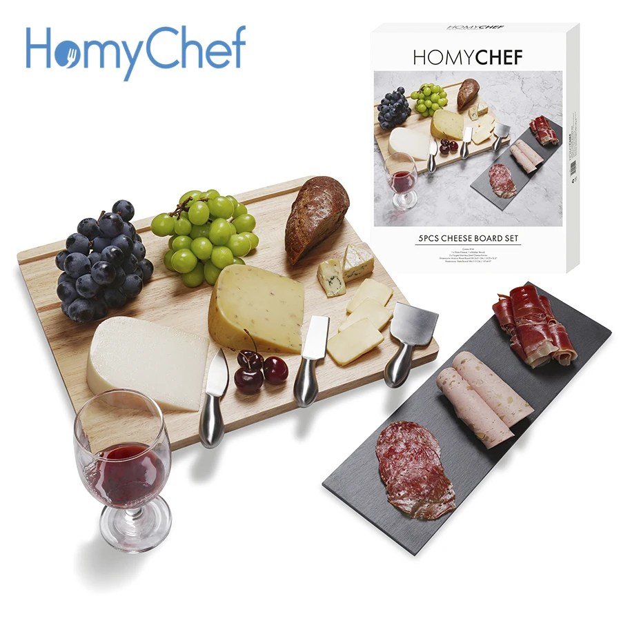 Custom Popular Design Functional Slate Plate With Cheese Knives Set And