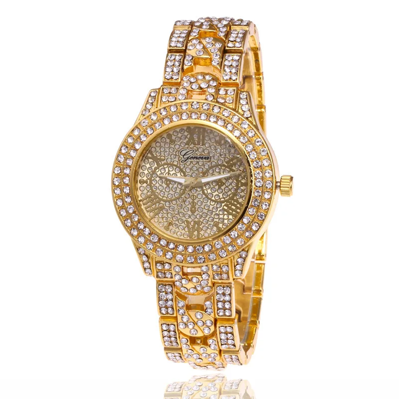 geneva diamond quartz watch