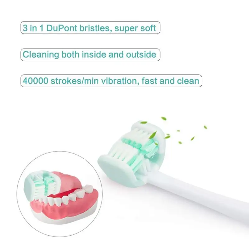 Lula 3d Sonic Toothbrush 360 Cleaning 3 Sided Brush Head 5 Modes ...