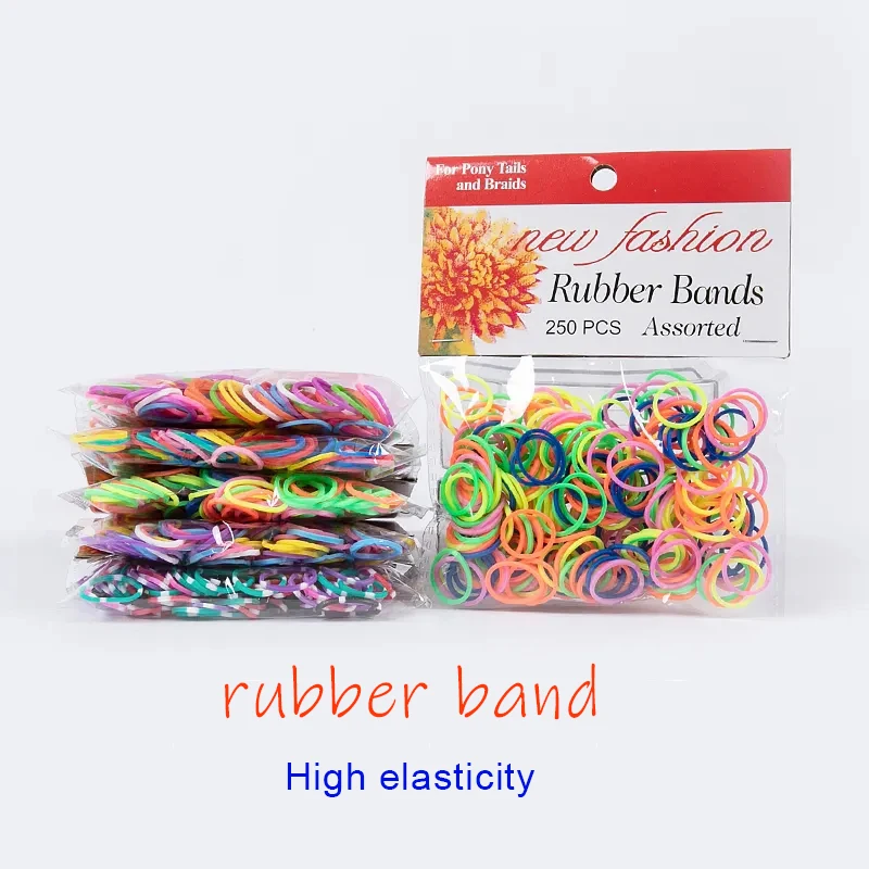 300pcs Rubber Bands Small One Size 1/2' Black Colorful Elastic Rubber ...