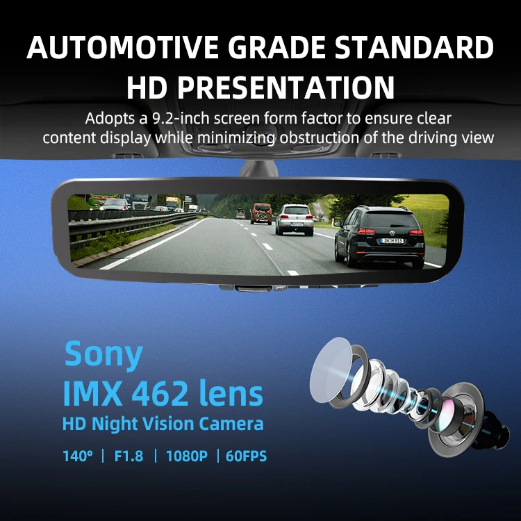 product wemaer for byd m9 lvds dual wifi digital streaming 2k1080p car camera 92 inch full touch screen rearview mirror dashcam-5