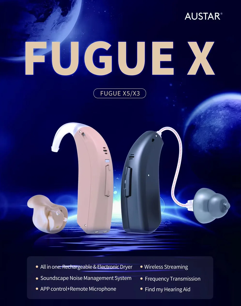 Programmable hearing aids with Bluetooth and rechargeable