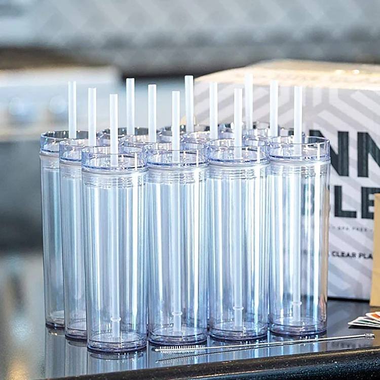 16oz Double Wall Acrylic Tumbler Plastic Drinking Blanks Sublimation Tumbler Clear Tumblers With