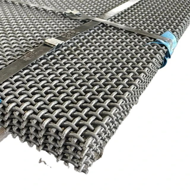 Crimp stainless steel manganese steel curling Woven crimped  wire mesh with hook screen