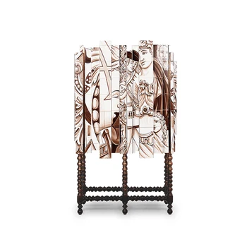 Italian Design High End Living Room Sideboard Art Design Tall Cabinet Luxury Metal Sideboard