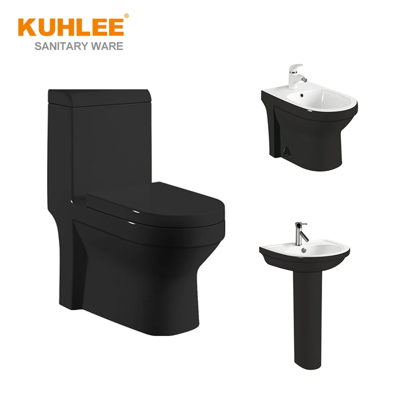 Top Selling Red Black Green Colored Ceramic Sanitary Wares Siphonic One Piece Toilet Sets Bathroom Suites