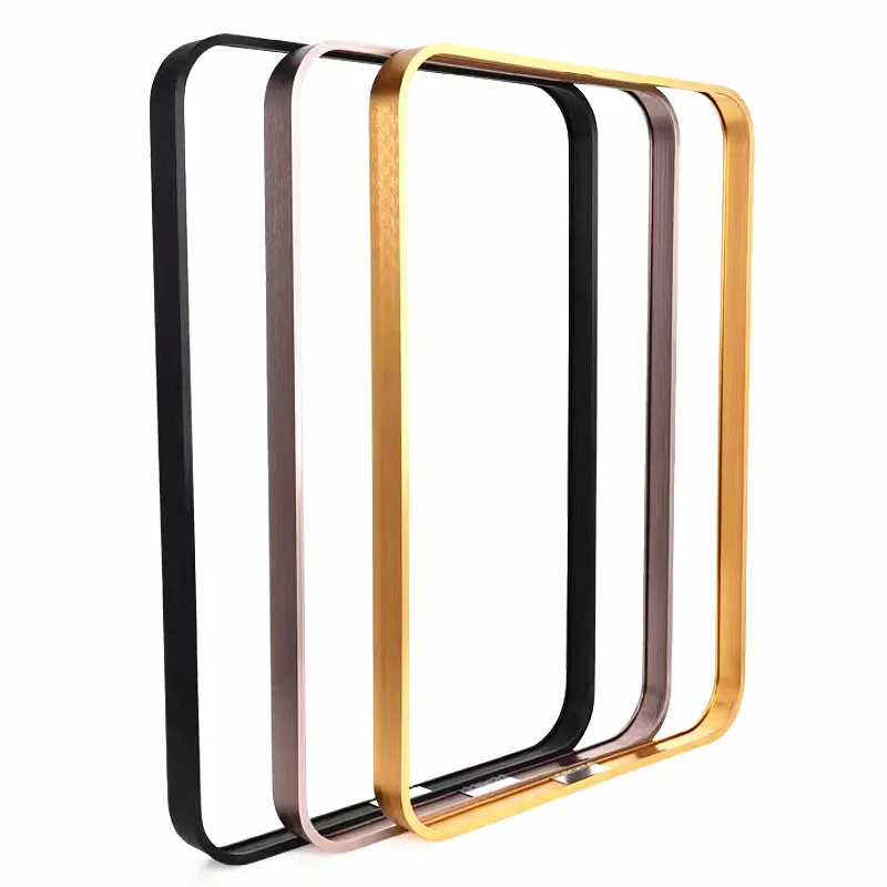 Rounded Corner Rectangular Decorative Aluminum Frame Anodized Mirror Wall Oversized Black Metal Frame