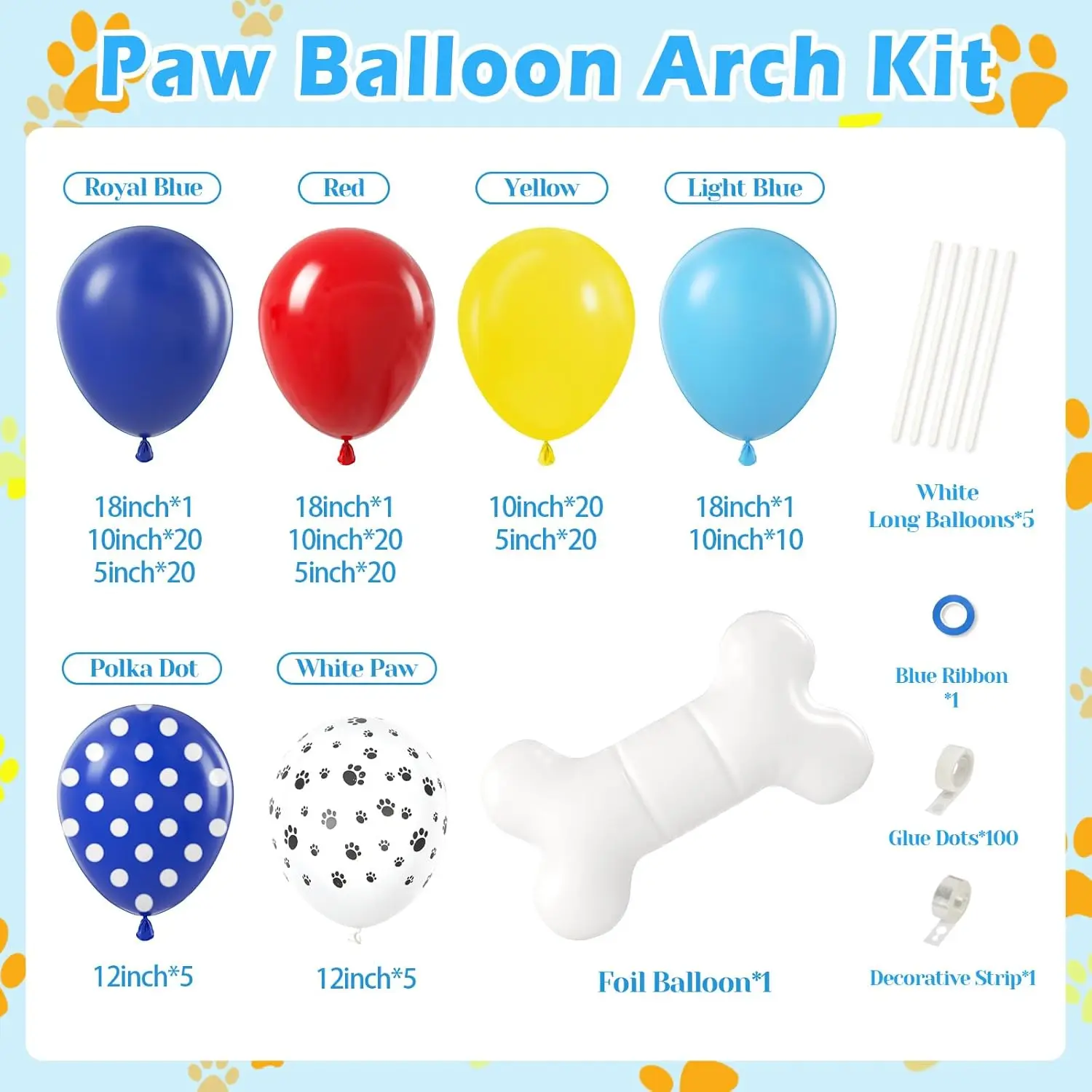 product 152pcs paw print balloons garland arch kit dog bone foil balloon for baby shower-1