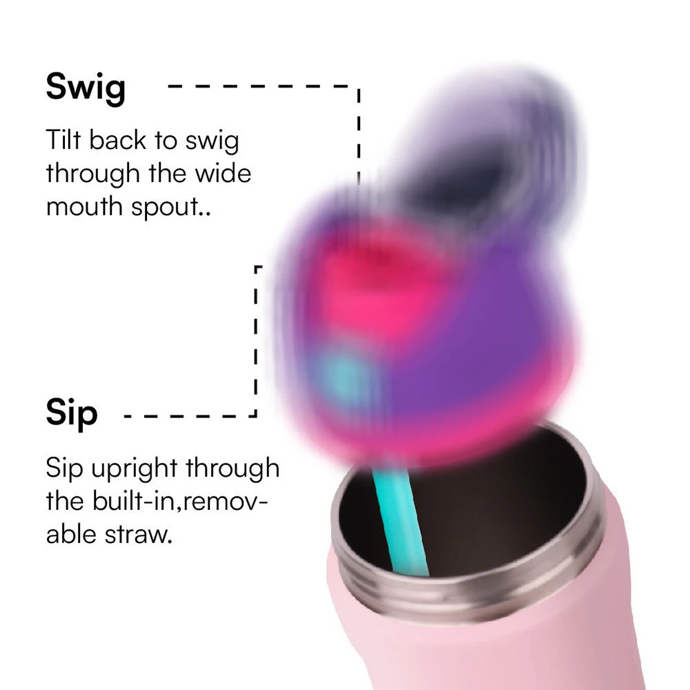 2 in 1 Nice Gym Reusable 24oz Travel Hot/cold Thermal Flasks Swig Vacuum Thermos Sipper Water Drink Bottle with Straw