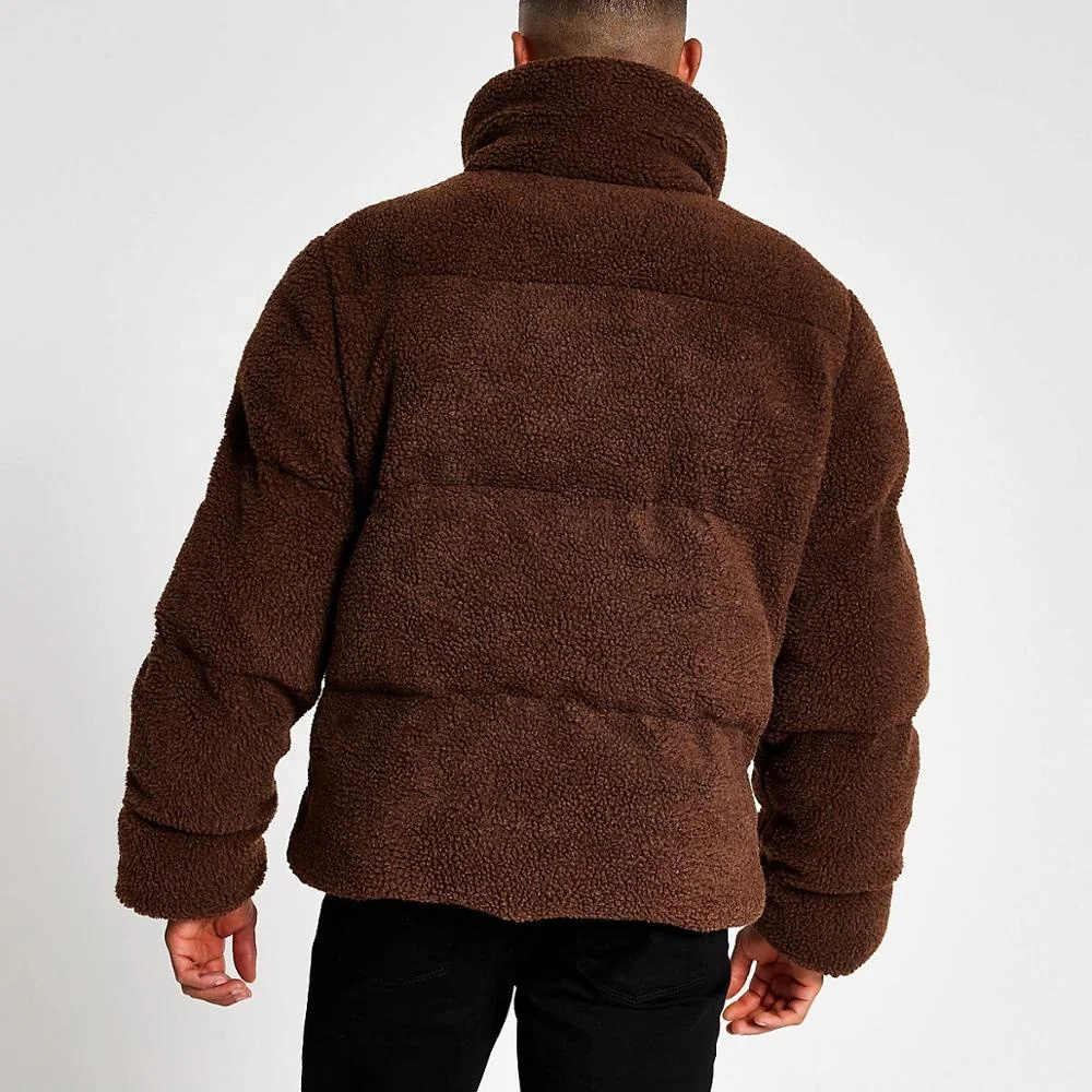 2021 New Designs Custom Winter Thick Polar Fleece Soft Shell Jacket Warm Brown Puffer Coat