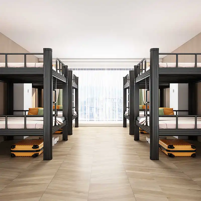 Queen Size Metal Bunk Bed with Detachable Twin Frame for Worker Dormitory