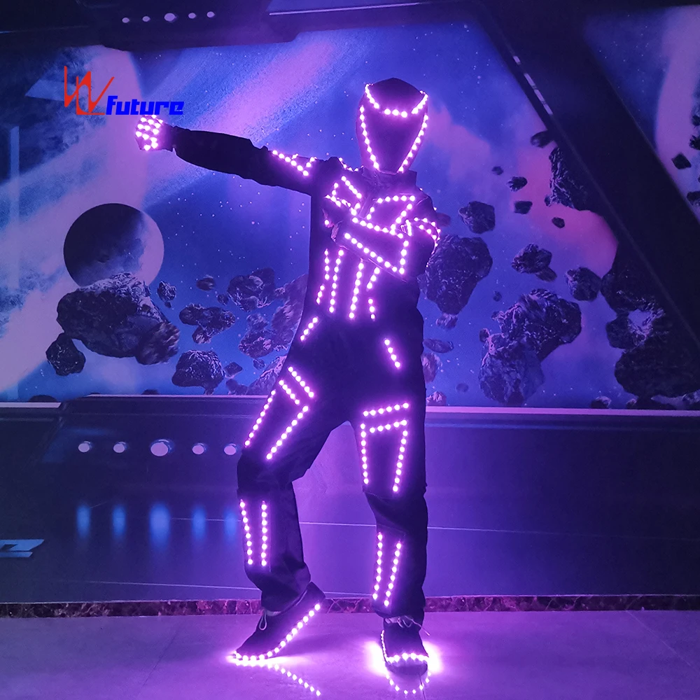 Futuriste LED Robot Costumes Lumineux Danse Body Cosplay Rave Vêtements  Halloween Costumes Performance Wear