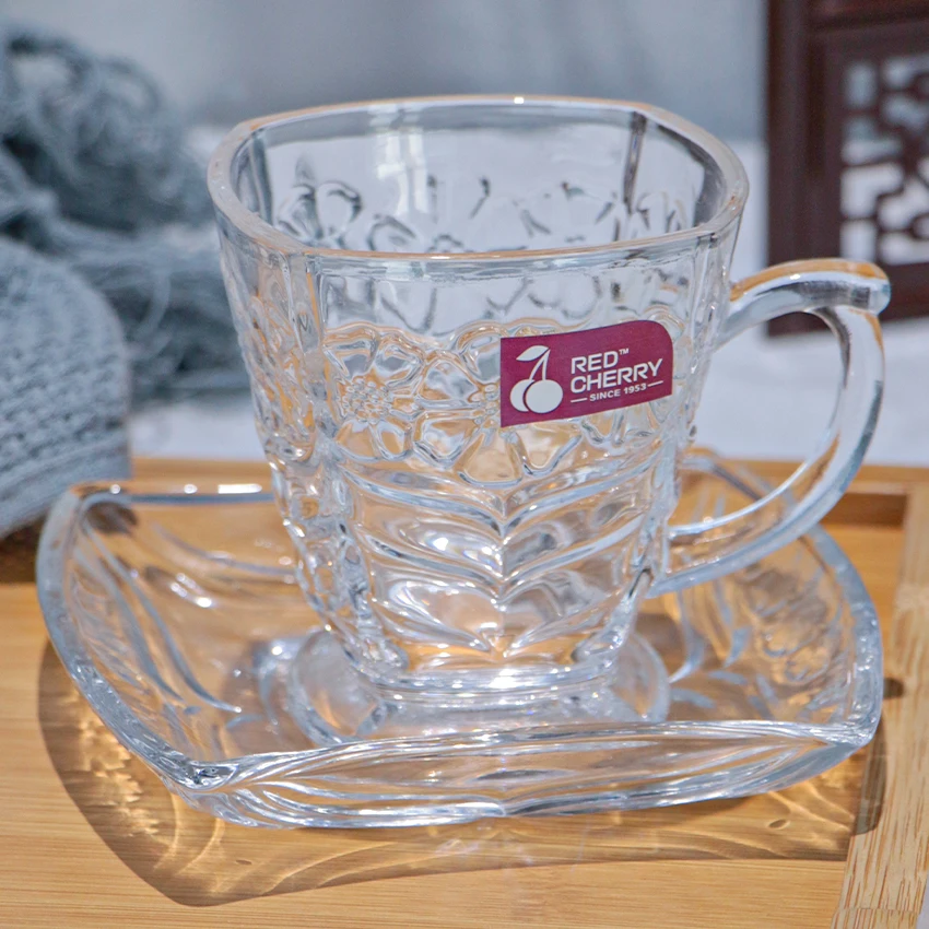 Elegant Vintage Glass Mug Saucer for Coffee Tea Customized ODM