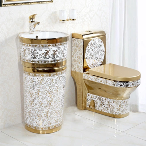 Source Royal design gold toilet bowl, toilets set golden color