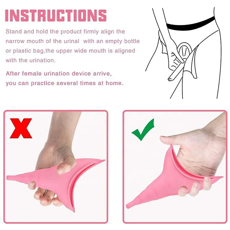 Customized Portable Female Urination Device Reusable Urinal Silicone Women Pee Funnel Silicone Pee Ladies Post Op Pee Funnel