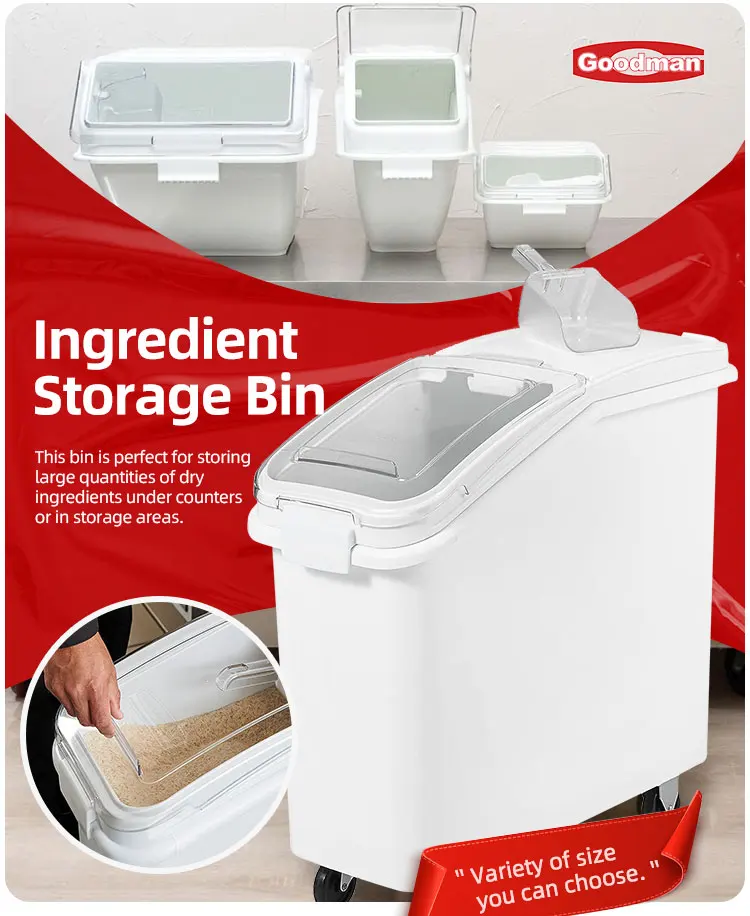 Commercial Ingredient Bins Kitchen Plastic Food Flour Storage Ingredient Bin manufacture