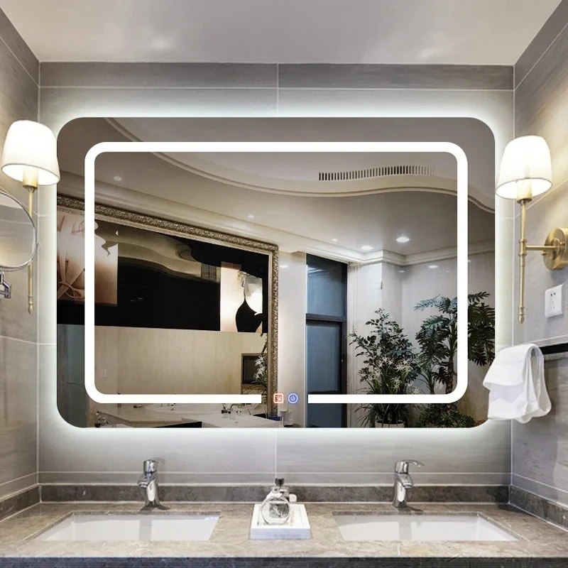 product modern full length smart led rectangle frameless wall mirror full body lighted stand for bathroom for hotel-3