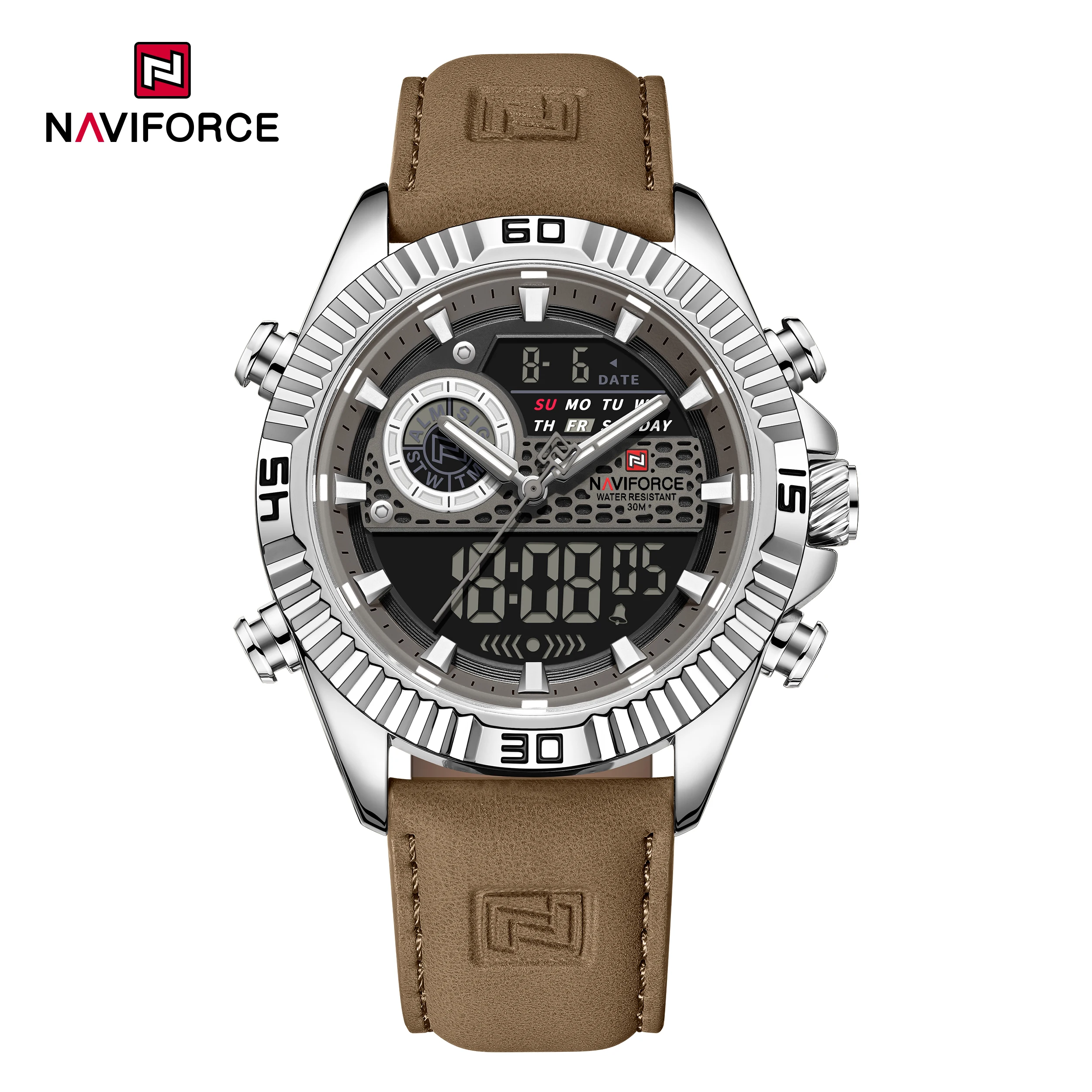 NAVIFORCE Men's Sport Quartz Analog LCD Watch