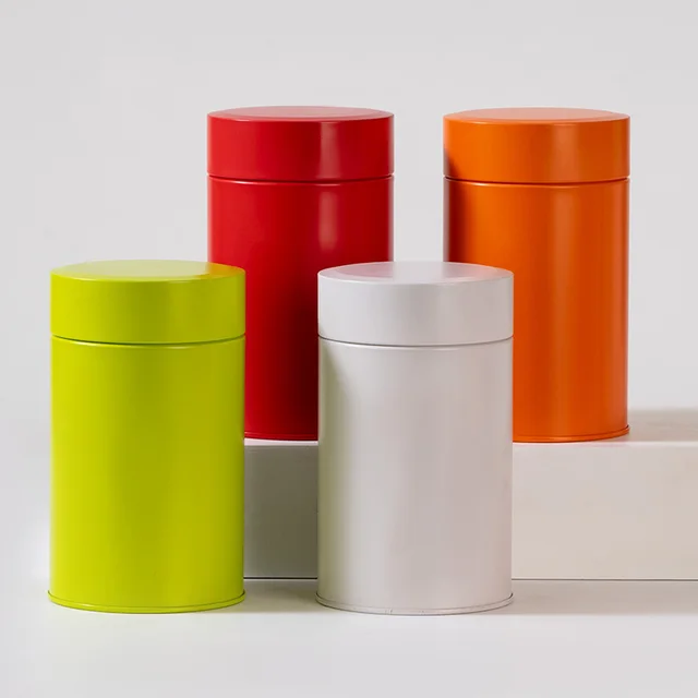 Wholesale 700ml Luxury Round Red White Green Tea Tin Canister for Tea Coffee Sugar Gift Packaging