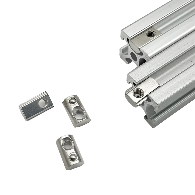 3030 4040 4545 Spring Loaded Ball Roll in T-slot Cable Tray Elastic Nut Roll Ball Spring Nuts for C-shaped Steel